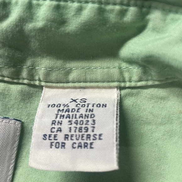 Y2K Gap short sleeve button-down blouse, 100% cotton shirt green women’s size XS - Picture 7 of 8
